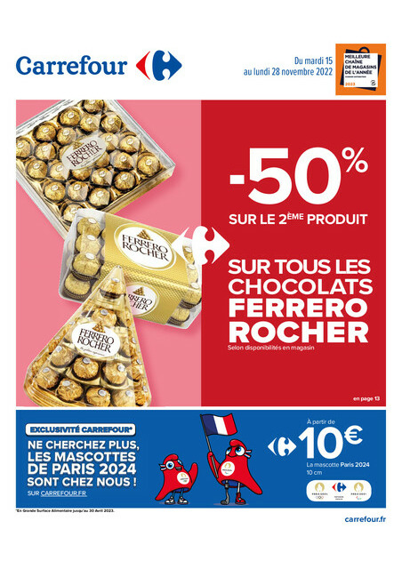 Catalogue -50% sur le 2eme produit sur tous les chocolats Ferrero Rocher